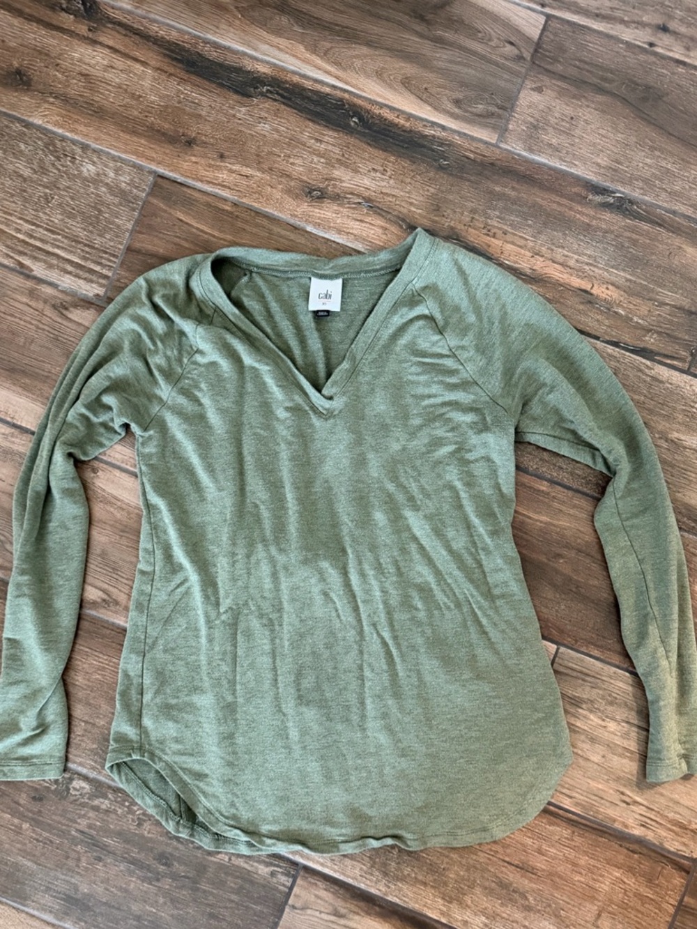 CAbi Olive Green Long Sleeve V-Neck Tee
